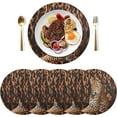 thumbnail image 3 of Round Braided Placemats Set of 6,Leopard Print Washable Dining Table Durable PVC 15 Inch Non-Slip Heat Resistant Place Mats for Table Decor Home Decor, 3 of 7