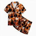 thumbnail image 5 of CAUYDY Halloween Pajamas Girl Silk Pajamas Button Up Shirt and Shorts Satin Pajama Set 2 Piece Loungewear Sleepwear,12-13 Y, 5 of 5