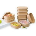 thumbnail image 4 of Brown Meal Prep Containers With Lids,2025 New Paper Meal Prep Containers With,Rectangle Food Kraft Paper Meal Prep Containers (20PCS,17oz), 4 of 7