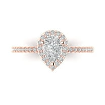 Halo Engagement Ring for Women - 0.755ct Simulated Diamond in 18K Rose Gold Promise Ring