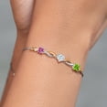 thumbnail image 4 of 925 Silver and 10K Yellow Gold Pink Moissanite Near Colorless White Moissanite Green Peridot and Lab Grown Diamond Tennis Bracelet for Women By Keren Hanan (2.03 cttw, Adjustable up To 9 inch), 4 of 4