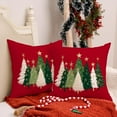 thumbnail image 5 of Christmas Pillow Covers 18X18 Set of 2,Watercolor Christmas Tree Stars Decoration Holiday Farmhouse Winter Pillow Case for Sofa Couch Decor（Red）, 5 of 5