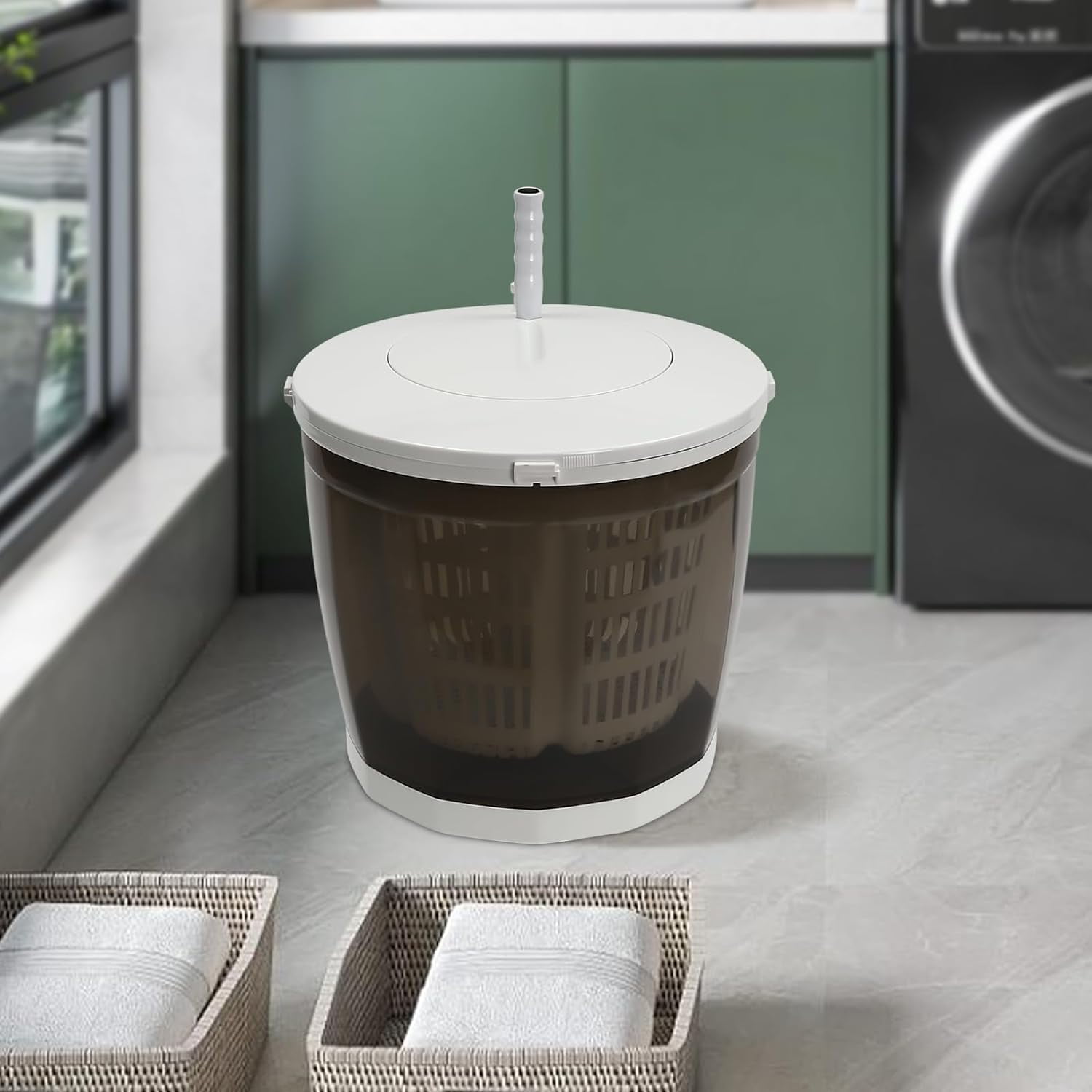 Mini Portable Washing Machine and Dryer,2 in 1 Manual Washing Machine for Clothes Spin Dryer Mini Traveling Outdoor Washing Machine Non-Electric Compact Washer Spin Dryer for RV Travel