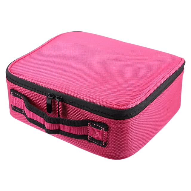 Maquillaje Bolso Organizador, Oxford Tela PU Cuero, Rosa Rojo