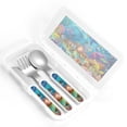 thumbnail image 4 of Honeii Sea World Print Children's Knife, Fork And Spoon Set,Reusable Utensils Set with Case,Travel Cutlery Set,for Kids Adults Camping, 4 of 8
