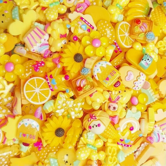 U8MO 10 Resin Cabochons Yellow Slime Charms Flat Back Mix Assorted Lot