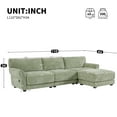 thumbnail image 3 of Harper & Bright Designs L-Shaped Sectional Sofa Set with Movable Ottoman, 3-Seat Couch with Extra-Wide Seat Cushion, Chenille Upholstered Sectional Sofe with USB and Type-C Charger, 110", Green, 3 of 12