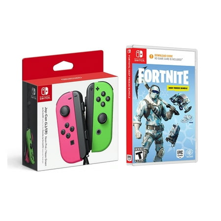 Nintendo Switch - Joy-Con (L/R) - Neon Pink/Neon Green, Fortnite Deep Freeze Bundle - Nintendo Switch (Game