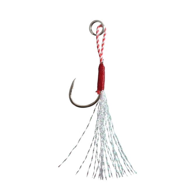 yeacher 10-Pack High-Carbon Steel Fishing Hooks with Vibrant Feathers, Double Ring Design for Durability, Sharp Tips for Big Fish, 12-19 Model Options