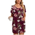 thumbnail image 1 of zanvins Shorts Athlétiques pour Femmes 2 Pcs Ensemble de Pyjamas Confortables à Col Rond Manches Courtes pour la Maison, 1 of 6
