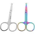 thumbnail image 1 of 2Pcs Round Tip Nose Hair Scissors Beard Shear Nose Hair Trimming Tools for Home Random Style, 1 of 4
