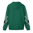 thumbnail image 4 of Spider Web Graphic Zip Up Hoodie Oversized Sweatshirt For Men Women Vintage Y2K Streetwear Long Sleeve Drawstring Casual Jacket Halloween Tops Green S, 4 of 4