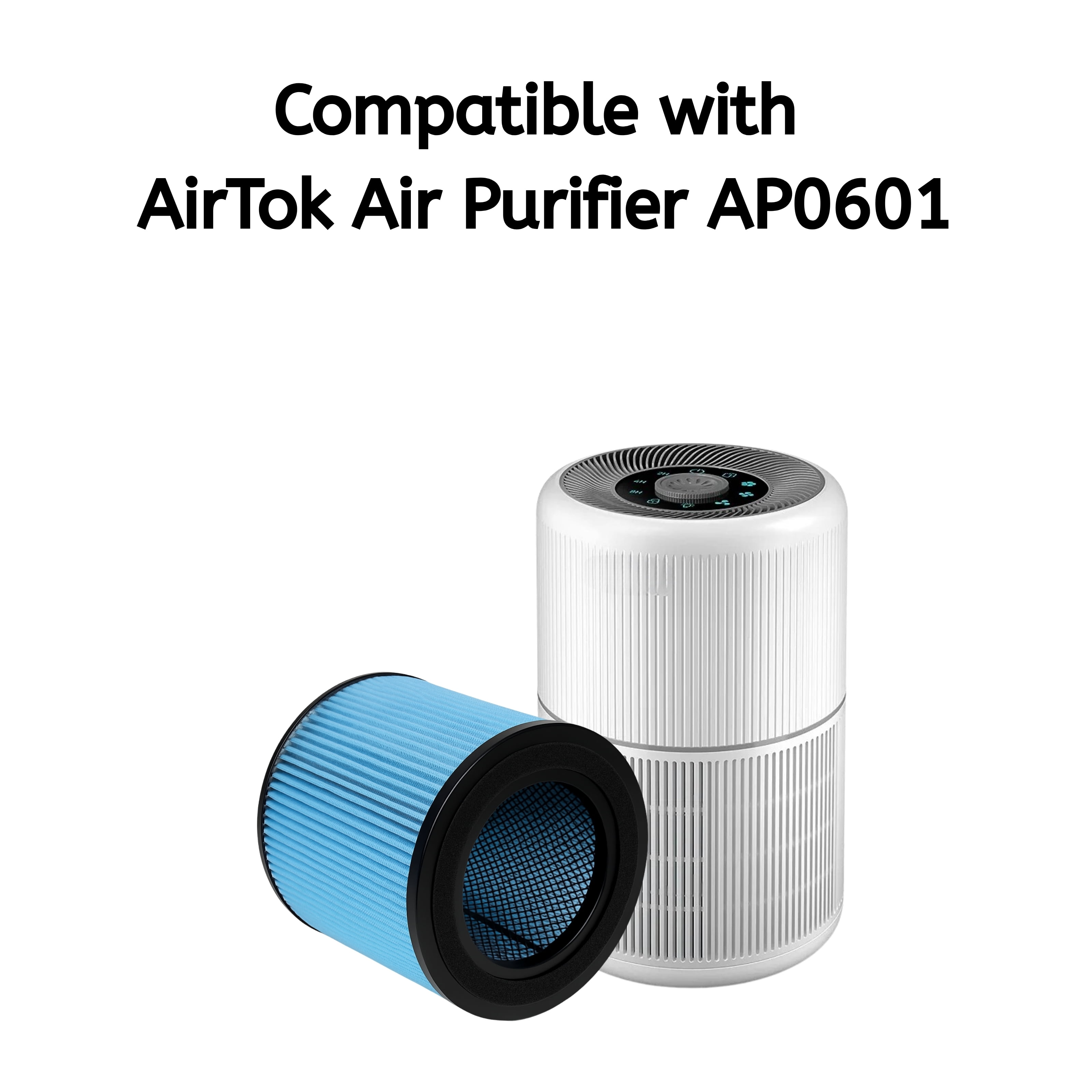 Nispira AP0601 2-in-1 True HEPA Filter Replacement for AirTok Air Purifier AP0601-RF | Remove Particle Size down to 0.1 microns | 3 Pack