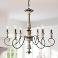 thumbnail image 2 of LNC 6-Light French Country Distressed White and Bronze Chandelier, 2 of 13
