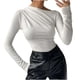 thumbnail image 1 of Mujeres Casual Cómodo Moda Pullover Manga Larga Cuello Redondo Soild Tops Pompotops FGAJ12354, 1 of 9