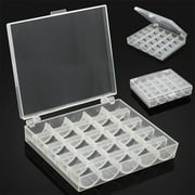 Plastic Empty Bobbins Case, Sewing Machine Bobbin Organizer Storage Clear Box for 25 Spools, Durable Spool Box Bobbin Organizer 25 Grids Bobbin Storage Box, 1Pc(Clear,4.7x3.9)