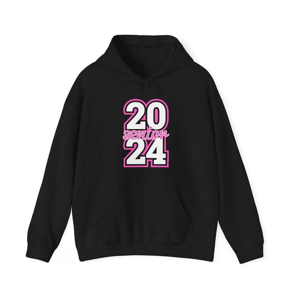 Senior Class 2024 Graduation Pink/Black Grad High School Hooded Sweatshirt