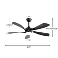 thumbnail image 6 of BOFANG Modern 52 Inch Ceiling Fan, 5 Blade Design with Memory LED Light,Black, 6 of 10