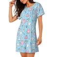 thumbnail image 2 of Honeii Funny Cute Teeth Print Women's Loose Short Sleeve Nightgown, Soft Cotton Sleepwear, Comfy Loose Fit Pajama Dress for Sleep and Lounge, 2 of 6