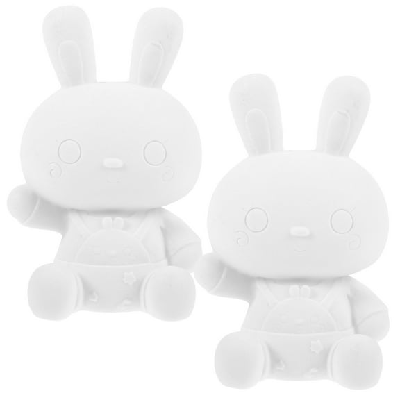 HOMEMAXS 2Pcs DIY Paintable Piggy Bank Rabbit Coin Jar Small Bunny Money Bank Coin Container