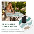 thumbnail image 4 of Round Outdoor Tablecloth with Umbrella Hole and Zipper, Teal Brown Ombre Tablecloth with Elastic Waterproof, Geometric Striped Water Ripple White Patio Table Covers for 45" - 54" Picnic Pool Tables, 4 of 9