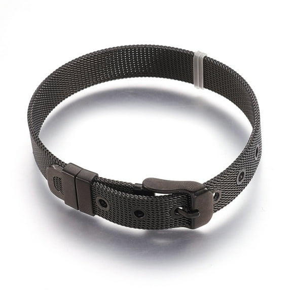 5 pc 304 Stainless Steel Watch Bands Watch Belt Fit Slide Charms Gunmetal 8-1/2 inch(21.5cm) 10mm Material: Stainless Steel