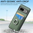 thumbnail image 2 of Carbon Fiber Patterned Case for Google Pixel 7, Wallet case with [360°Rotation Ring Kickstand] Credit Card Holder,PU Leather Shockproof Cover Women Men for Google Pixel 7, Green, 2 of 8