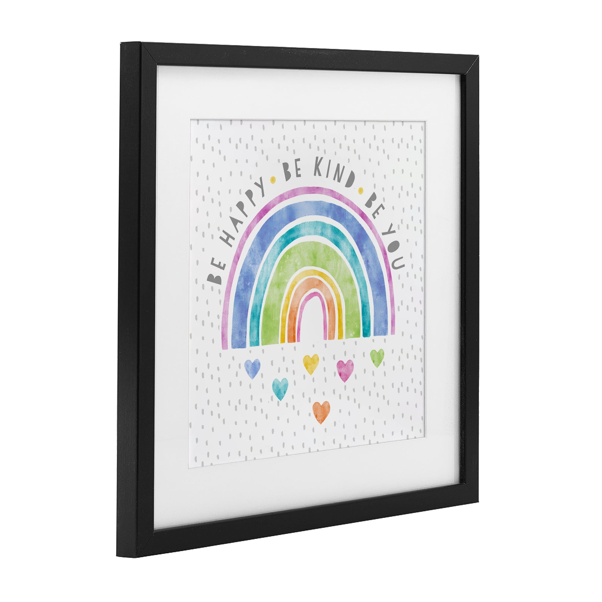 Stupell Industries Be You Hearts & Rainbow Black Framed Print Under Glass, design by Suzanne Nicoll