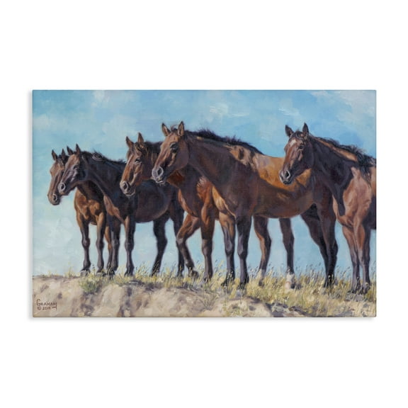 Stupell Industries Horse Herd Overlooking Desert Animals & Insects Painting Gallery Wrapped Canvas Art Print Wall Art, 24 x 16
