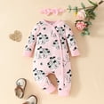 thumbnail image 5 of SXIMEE Baby Girl Long Sleeve Romper Cute Mouse Infant Outfits Newborn Snap Jumpsuit with Headband 0-18M, 5 of 9