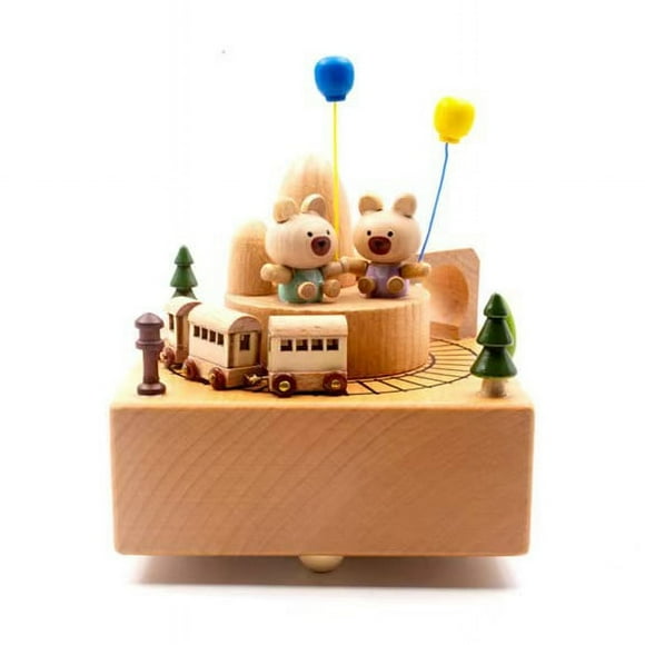 Wooden Music Box, Retro Trojan Music Box, Ornaments Educational Toys, Birthday Gift Home Decoration-Jinjin