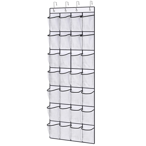Kusmil Over the Door Shoe Organizer, 28 Large Pockets Hanging Shoe Organizer, White