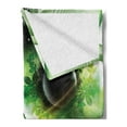 thumbnail image 2 of Abstract Soft Flannel Fleece Throw Blanket, Surreal Natural Artwork a Swan Floating in Eye and Flying Butterflies, Cozy Plush for Indoor and Outdoor Use, 50" x 60", Green Black White, by Ambesonne, 2 of 5