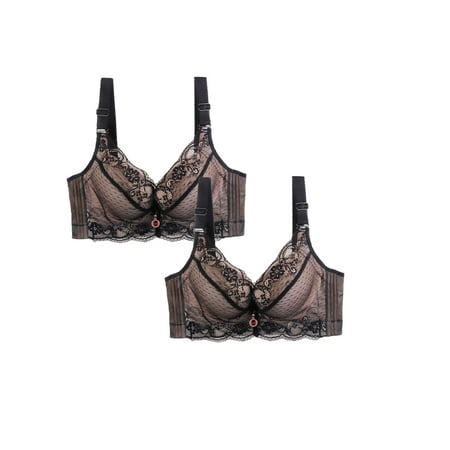 HCURIBAD Clearance! Bras for Women  Pack of 2 Sports Bra Women s Breathable Plus Size Lace Bra Womens Bras Sexy Push up Bra  Wireless Bras for Women  Bra Pack 2Pcs Underwear Clear 6XL