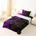 thumbnail image 3 of Manfei Purple Gold Neon Honeycomb Twin Sheets, Glowing 3D Hexagon Bedding, Black Reversible 3-Piece1 Flat Sheet + 1 Fitted Sheet + 1 Pillowcase, 3 of 6