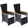 thumbnail image 1 of vidaXL Reclining Garden Chairs 2 pcs with Cushions Poly Rattan Black, 1 of 5