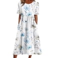 thumbnail image 1 of HomeGardon Robes d'Été en Solde! Robes pour Femmes 2025, Robes d'Été Décontractées à Col Rond et Manches Courtes avec Fermeture Éclair, Imprimé Floral, S-TTG, 1 of 5