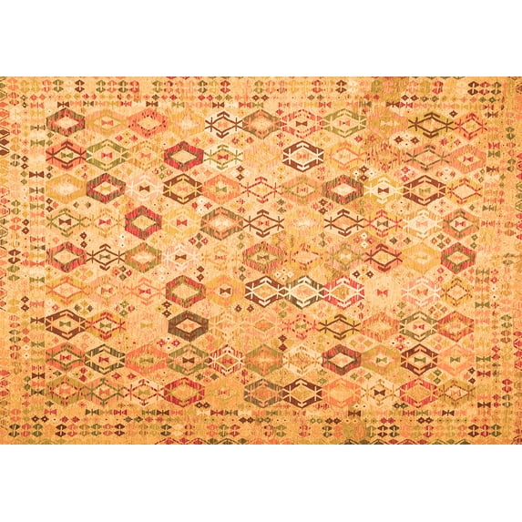 Ahgly Company Indoor Rectangle Southwestern Orange Country Area Rugs, 7' x 9'