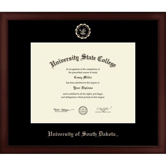 University of South Dakota Diploma Frame, Document Size 11" x 8.5"