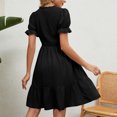 thumbnail image 5 of IROINNID Summer For Women 2023 Leisure Fashion Solid Color Short Puff Sleeve Comfy Dress Clearance Cheap, 5 of 8