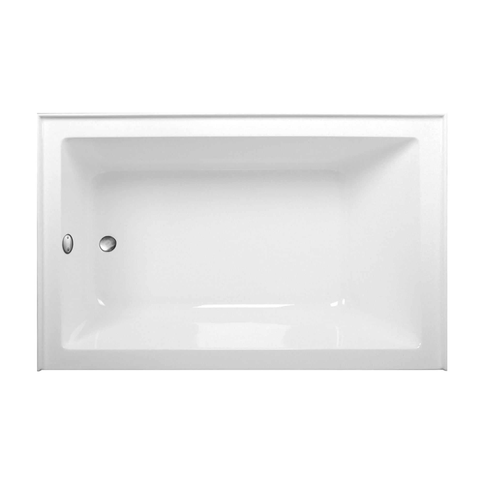 Aqua Eden CVTAP603622L8 60" Acrylic Rectangular 3-Wall Alcove Tub, Left Hand Drain, Glossy White/Brushed Nickel