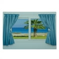 thumbnail image 2 of Palm Tree Cutting Board, Blue Curtains White Walls Sunny Day Shore Palm Tree Island View Horizon Rest, Decorative Tempered Glass Cutting and Serving Board, Large Size, Blue Green, by Ambesonne, 2 of 5
