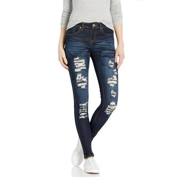 Jack David Premium Blue Denim Stretch Jeans Destroy Skinny Ripped Distressed Pants