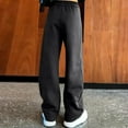 thumbnail image 5 of Girls Straight Leg Pants Elastic Waist Solid Color Sweatpants Loose Casual Trousers With Pockets 5-16 Years (9-10 Years, Dark Gray), 5 of 6