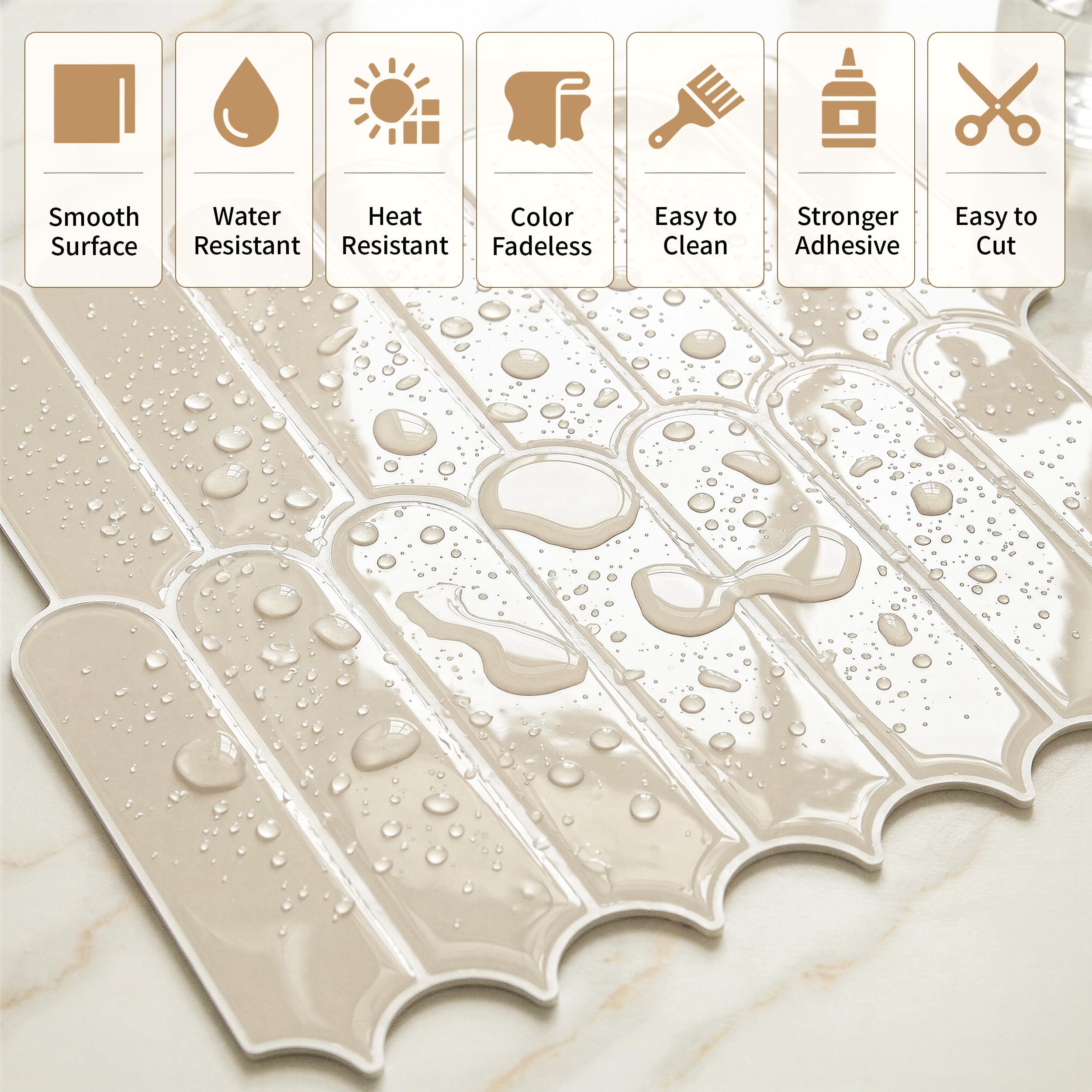 Stick3D 10Pcs 3D Peel and Stick Backsplash 12"x12" Self-Adhesive Wall Tile for Kitchen Bathroom, Beige