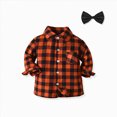 thumbnail image 2 of 6-12 Months Infant Boys Button Up Dress Shirts Children School Uniform Plaid Shirt 6 9 12 18 24 Months 2T 3T 4T 5T 6T Kids Casual Long Sleeve Blouse Tops, 2 of 7