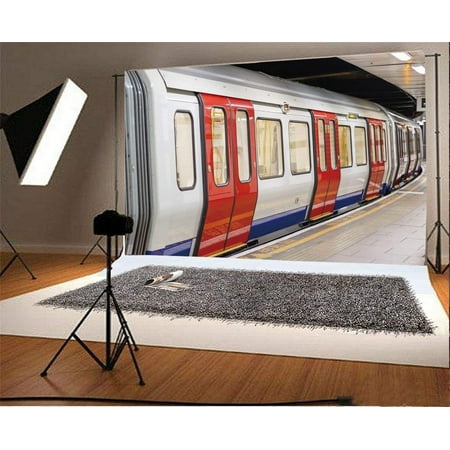 Image of ABPHOTO 7x5ft Photography Backdrop Travel London Underground Train Carriage Waiting to Depart at Plat Photo Background Backdrops