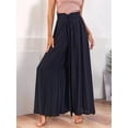 thumbnail image 4 of Women Casual High Waist Spring Fall Solid Color Long Wide Leg Pants Casual with Pockets Black XL, 4 of 10