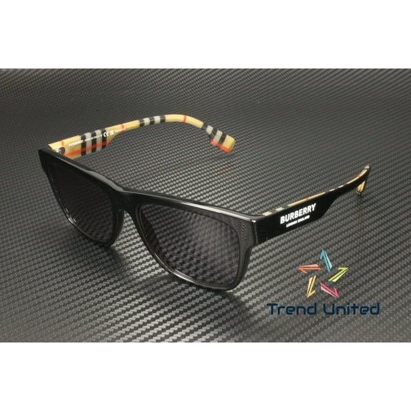 BURBERRY BE4293 377381 Black Grey Polarized 56 mm Men's Sunglasses