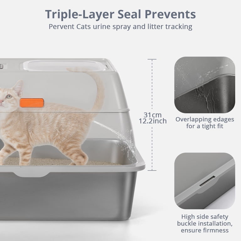 Domipet 3-in-1 Stainless Steel Cat Litter Box with Lid photo 4